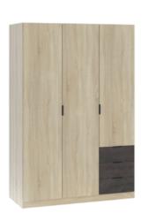Armoire 3 portes + 3 tiroirs AYALA style industriel imitation chêne et noir