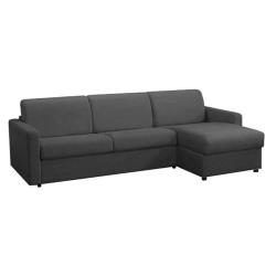 Canapé d'angle ouverture EXPRESS NIGHT tissu anthracite COUCHAGE QUOTIDIEN 140 *14 *195 cm