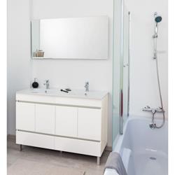 Meuble de salle de bain LANCELO 120 BLANC + miroir - ONDEE