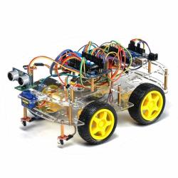 Tbs 2653 kit de montage complet arduino voiture robot 4wd intelligente avec détecteurs d'obstacles ultrason et infrarouge - kit d'apprentissage dyi programmable - 4wd arduino smart car robot learning 