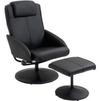 Fauteuil relax inclinable style contemporain avec repose-pieds revêtement synthétique acier noir 71x