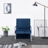 Fauteuil relax WORD - Fauteuil de Salon Moderne avec pieds en chrome Bleu Velours®FROETE®