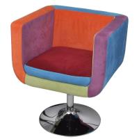 Fauteuil Salon JM - Chaise avec design de patchwork Cube Tissu 63x57x66-76cm pour relax-4374