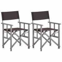 Plus Moderne© Set de 2 Chaises de metteur en scène - Fauteuil Relax - Bois massif d'acacia IHD550134