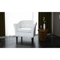 Fauteuil Salon JM - Chaise Blanc Similicuir 69,5x62x71cm pour relax-4244