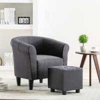Fauteuil Salon JM - Chaise Noir Tissu 70x56x66cm pour relax-2474