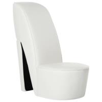 Fauteuil de relax JM - Chaise en forme de chaussure à talon haut - design unique -  Blanc Similicuir