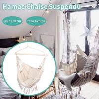 Hamac Chaise Suspendu Jardin Siège Fauteuil Intérieur Relax Éxtérieur Balançoire avec deux oreillers