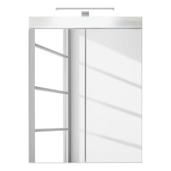 AMANDA - Armoire de toilette murale mélaminé avec bandeau lumineux blanc - 2 portes miroir