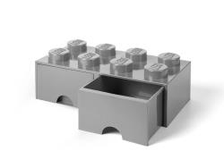 Lego briques tiroir 8boutons, 2tiroirs, empilable, boîte de rangement, 9.4l, gris, 194 - M