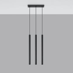 SOLLUX Suspension Thin noire, à trois lampes, linéaire