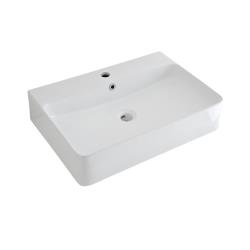 Vasque à poser rectangulaire avec mitigeur - Exton Blanc - 60 cm x 42 cm