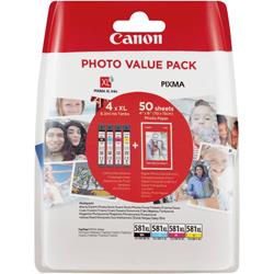 Pack de cartouches dorigine Canon CLI-581XL Photo Value Pack CMYK noir photo, cyan, magenta, jaune