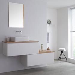 Hudson Reed - Meuble salle de bain avec vasque à poser blanc & chêne doré Newington - 160cm