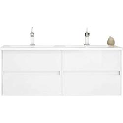 Meuble de salle de bain suspendu LERMA 120 cm Blanc Brillant - MENNZA