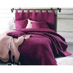 Tête de lit en boutis uni coton - Violet Cassis 160cm